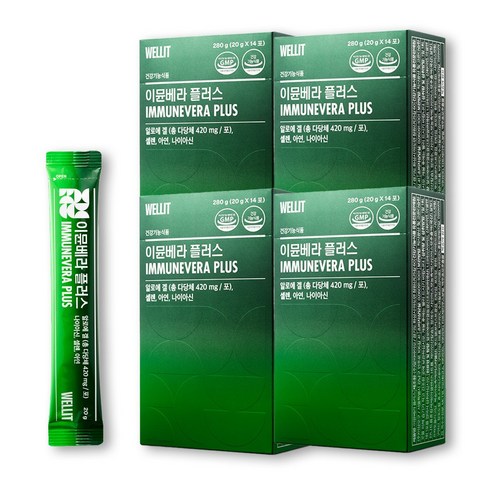 웰릿 이뮨베라 플러스 7중 알로에 젤리 420mg, 280g, 4개