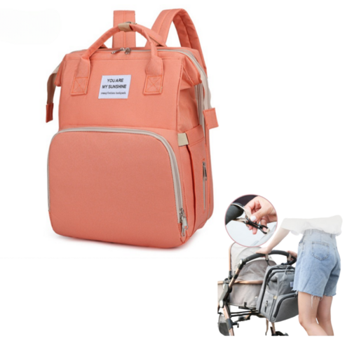 기저귀 가방 백팩 유모차 대형 캔버스 기저귀가방, 기저귀 가방 핑크