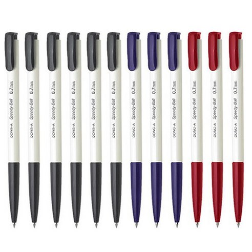 동아 스피디볼 유성펜 0.7mm, 3색 혼합, 12개입