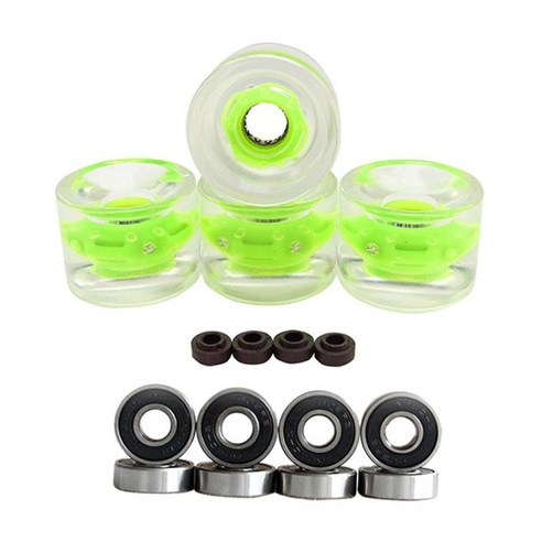 4pcs 70mm 라이트 업 롱 보드 스케이트 보드 휠 마그네틱 코어 휠, 초록, 70 x 51mm, PU