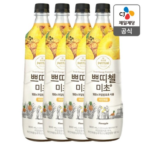 쁘띠첼 미초 파인애플 식초, 900ml, 4개