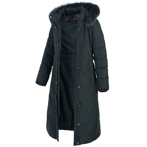 겨울 리얼폭스퍼 탈부착후드 슬림핏 여성 오리털 롱코트 덕다운 패딩점퍼