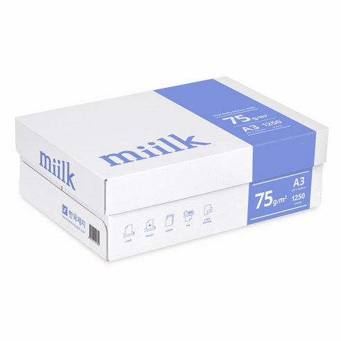 밀크 75g 복사용지, 4000매, A4