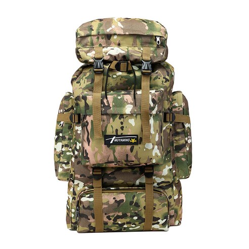YSSHOP 방수 배낭 하이킹 70L 배낭 데이 팩 트레킹 자루, 70x36x20CM, 나일론, 산 카모
