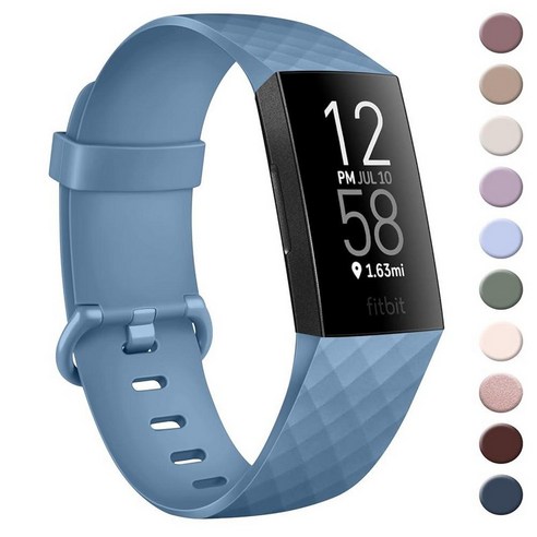 AK Fitbit Charge 4 밴드 여성용 남성용 부드러운 실리콘 조절 가능한 교체 스트랩 손목 밴드 Fitbit Charge 4 / Fitbit Charge 3 / Char, 시니어 블루 스마트밴드