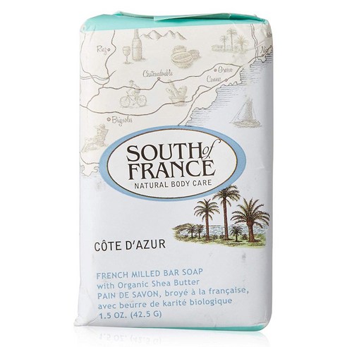 South Of France 프렌치 밀드 바 솝 With 오가닉 시어 버터, 42.5g, Cote D''azur