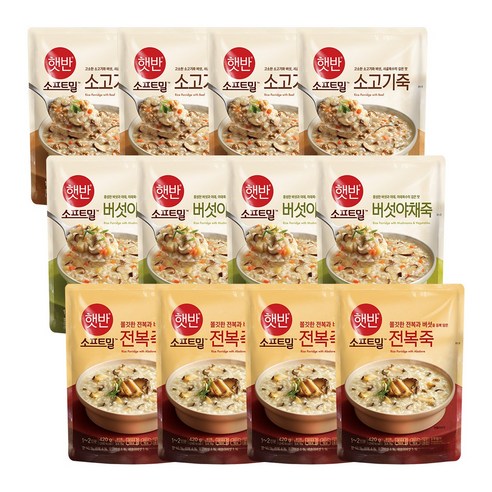 햇반죽 전복죽 420g x 2개+ 소고기죽 420g x 2개 + 버섯야채죽 420g x 2개 x 2세트, 1개