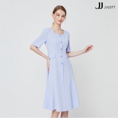 JJ지고트 버튼 플랩 스퀘어넥 원피스 GM5A0OP55