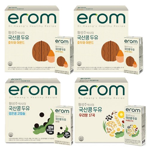 이롬 황성주 국산콩 두유 3종 (호두아몬드32팩 + 고칼슘16팩 +17곡 16팩), 64개, 190ml