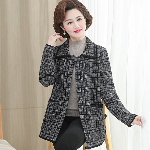 50 세의 엄마 가을 코트 할머니 봄과 가을 얇은 기질 여성 모직 코트 서양식 중년 여성