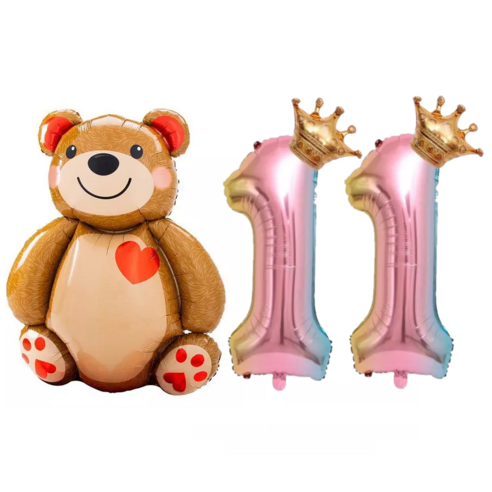파파 파티 곰돌이 풍선 생일 파티 숫자 풍선 세트, 1세트, 곰돌이 11