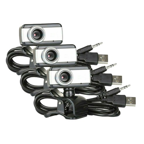 노트북 데스크탑 용 마이크가있는 3Pcs 웹 카메라 디지털 USB 웹캠 카메라, 블랙, 60x40x30mm, 플라스틱