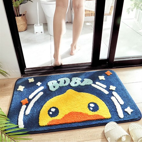 DFMEI욕실 바닥 매트 욕실 비 슬립 매트 문 매트 문 매트 문 매트 문 매트 나무 개 카펫 흡수성 매트, 50*80Cm, 드림 오리
