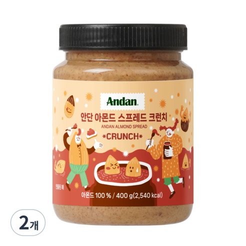안단 아몬드스프레드 크런치 100%, 2개, 400g