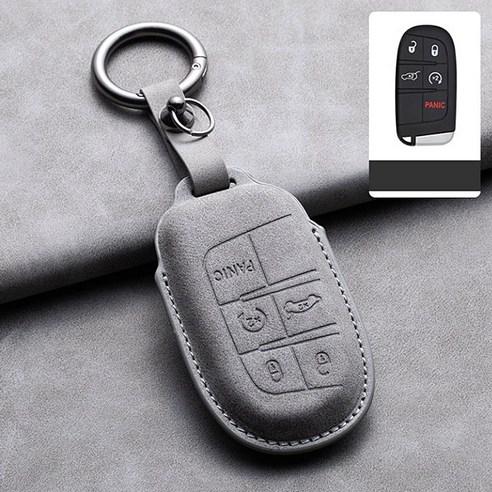 지프 레더 3D 가죽 키케이스 JEEP 컴패스 그랜드체로키 레니게이드 랭글러 루비콘, 지프01 차콜그레이