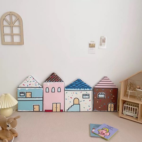 하우스 침대 가드쿠션 뒤집기방지 범퍼쿠션 벽쿠션, 바이올렛, 1세트(4P)