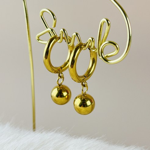 [주얼리제이] 모던한 새로운 원터치 볼륨 볼 골드 써지컬 귀걸이 금볼귀걸이