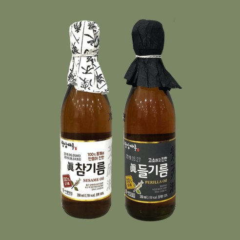 [밥상마루] 참기름 350ml + 들기름 350ml / 진하고 고소한, 밥상마루 참기름 350ml  들기름 350ml