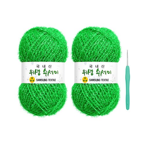 울클럽 사각 웨이브 수세미 DIY 위생수세미실 2볼세트(동영상제공), 727 네온그린, 727 네온그린
