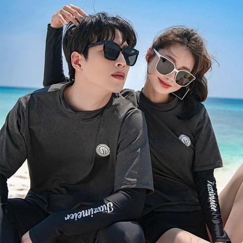 DAMITA남성 여성 루즈핏 커플래쉬가드 긴팔 비치웨어 빅사이즈 수영복 남성3종 여성5종세트