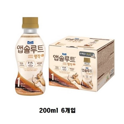 매일유업 앱솔루트 명작 2FL 액상 분유 1단계 200ml x 6p + 니플 세트, 200ml, 4개