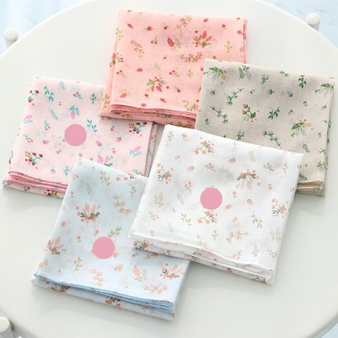 [3장 1세트] 라뮤제 오색잔꽃_여름스카프 여성손수건 가제 아사면 목손수건