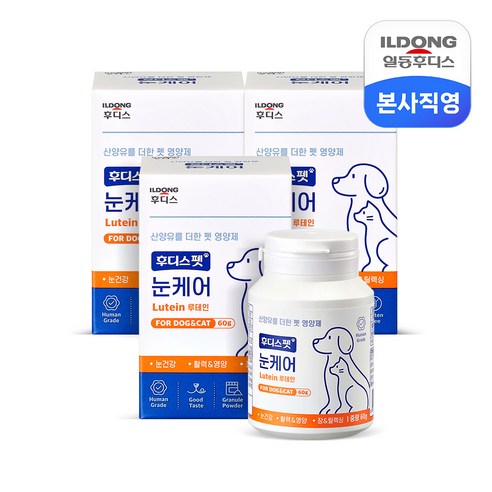 일동후디스 반려동물 후디스펫 장케어 유산균 산양유 60g, 군고구마맛, 3개, 눈물 개선/눈건강