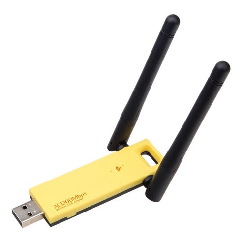 Retemporel USB 3.0 WiFi 어댑터 AC1200M 듀얼 밴드 2.4G + 5G (안테나 포함) 802.11AC 수신기 네트워크 카드 동글, 1개, 노랑