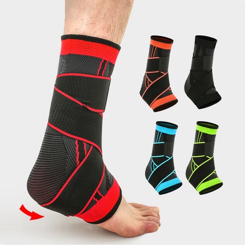 1 pairs 발목 지원 스포츠 붕대 발 보호대 조절할 수 있는 탄력있는 압축, red&red