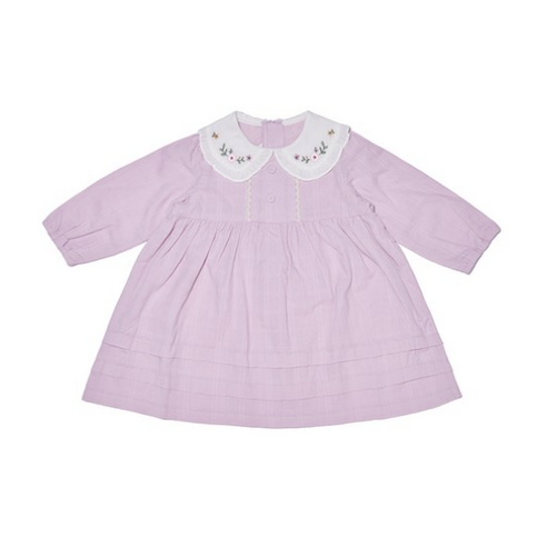 밍크뮤 여아용 빅카라 자수 원피스