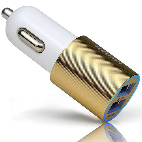 자동차 충전기 qc3.0 자동차 충전기 금속 듀얼 usb 고속 충전 하나 두 자동차 휴대 전화 충전기, 3.1A(듀얼 USB, Apple Android, 휴, 밝은 회색