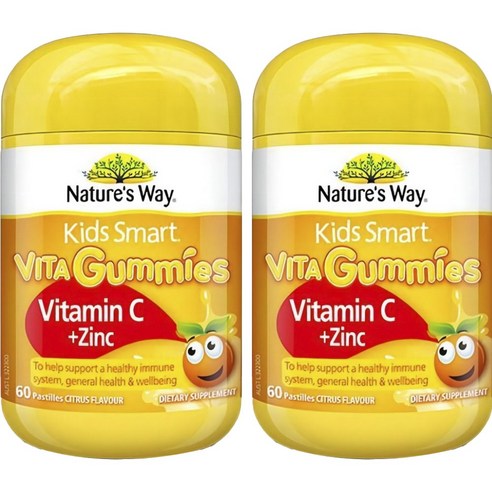 네이쳐스웨이 키즈 스마트 비타 구미스 비타민C + 아연 시트러스맛 패스틸, 60정, 2개