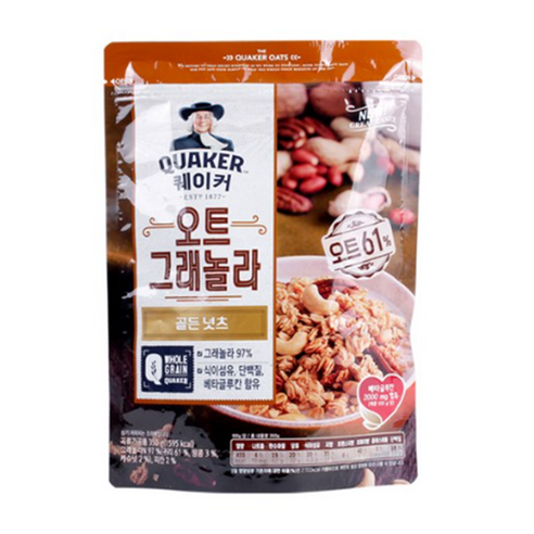 롯데제과 퀘이커 오트 그래놀라 시리얼 골든넛츠, 350g, 7개