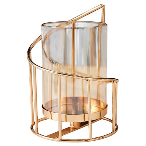 철 기하학 디자인 차 빛 봉헌 촛대 빈티지 웨딩 홈 장식을위한 철 tealight 촛대, 골드