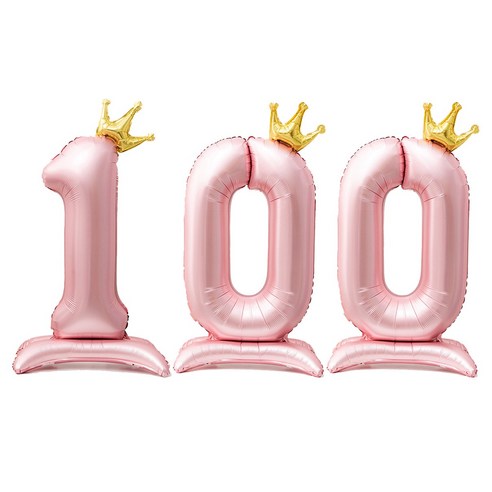 올리브파티 스탠딩 왕관 은박 숫자 생일 풍선 핑크, 숫자100, 1개