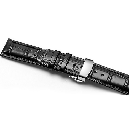 애플워치호환 1/2/3/4/5/6/7/SE 프리미엄 원터치 가죽 스트랩, 블랙, 38mm