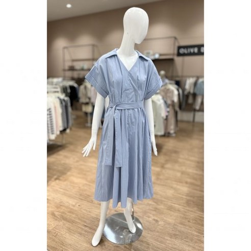올리브데올리브 브이 카라넥 버튼 벨티드 원피스 YW4MO312 (674895 )