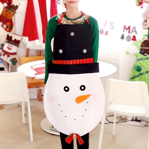 스투피드 크리스마스 앞치마, 1개, 펠트 대형 눈사람