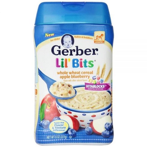 Gerber Lil Bits 통밀 애플 블루베리 베이비 시리얼 226.8g(8oz) 6개 팩