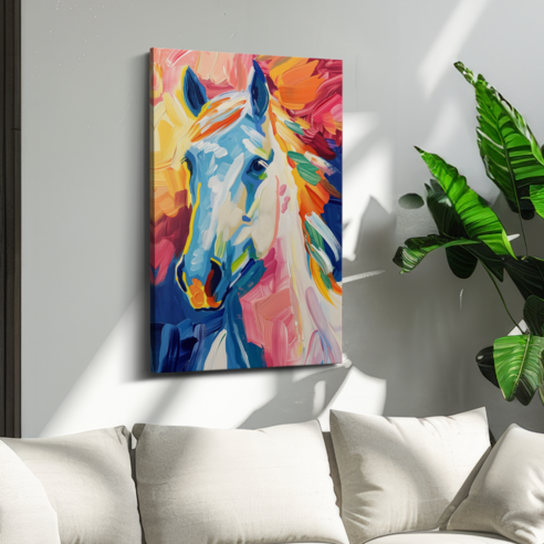 아트앤코 돈 들어오는 말 캔버스 그림 75x50cm 풍수지리 인테리어 대형 액자, AT3117 앰비언트 조이의 백마