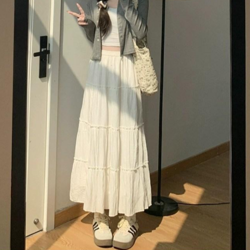 미라크 로맨틱 프릴 밴딩 롱스커트