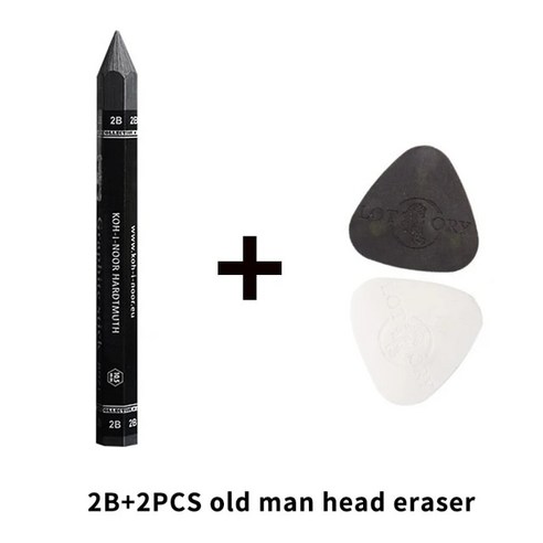 HB/2B/4B/6B Woodless 육각형 흑연 스틱 연필 대담한 검은 숯 예술 스케치 그림 펜, 06 2B -2PCS eraser