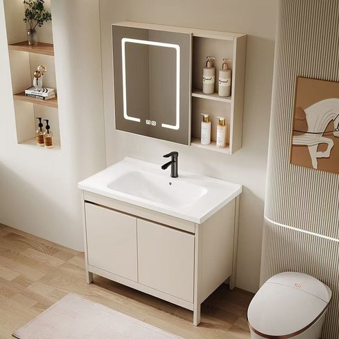 세라믹 일체형 세면대 하부장으로 욕실에 품격을 더하다