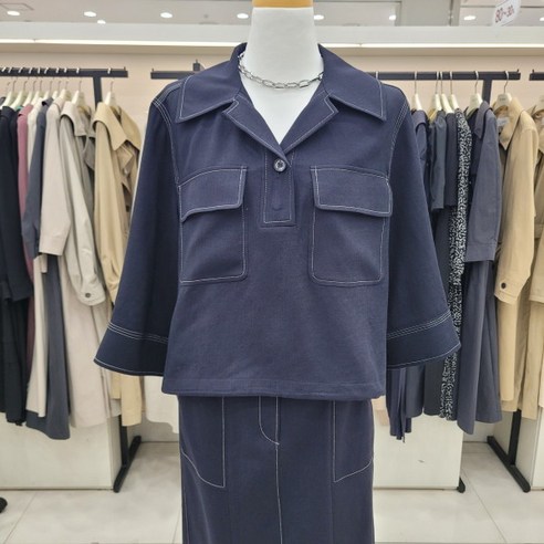 온앤온 칠부소매 스티치 셔츠형블라우스 njw3mb33101