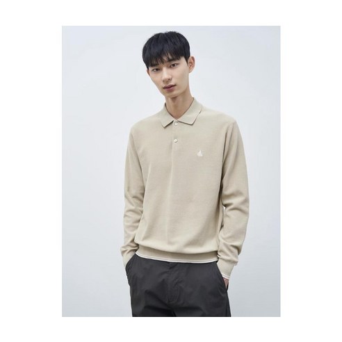 빈폴 멘 멘 긴소매 칼라넥 니트 베이지 325102
