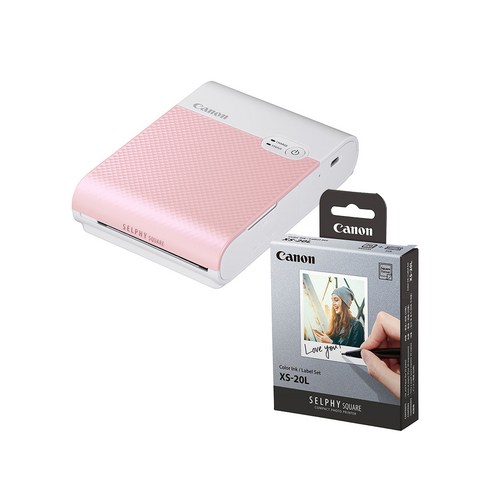 [캐논] SELPHY SQUARE QX10 정품 포토프린터 [핑크] + XS-20L 용지포함 캐논폴라로이드