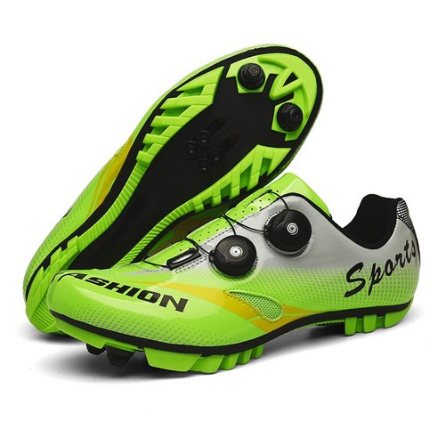 사이클링 신발 자전거 사이클링 신발 안티 슬립 통기성 남성 도로 레이싱 운동 자전거 신발 자동 잠금 신발 사이클링 신발, 녹색 MTB T70, 235
