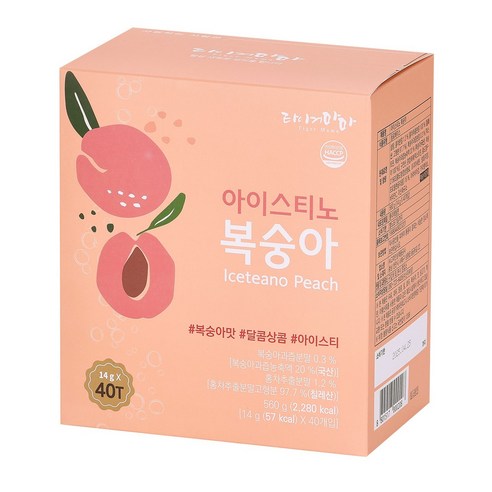 고려인삼제품공사 타이거마마 아이스티노, 복숭아40T, 2개, 560g