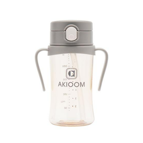 아키움 리뉴얼 유아빨대컵 원터치 아기물병, 그레이 260ml, 1개, 260ml