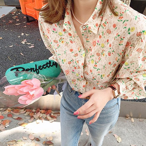 메이킹유 긴팔블라우스 셔츠 카라넥 플라워 W2339델리아블라우스 - 블라우스/셔츠 | 쿠팡